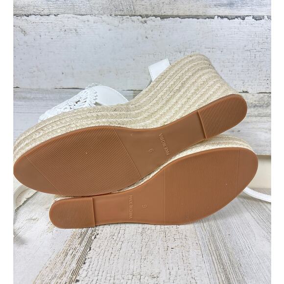 Milanoice Women’s 9 White Lace Platform Wedge Espadrille Sandals Bridal NEW - Picture 9 of 10